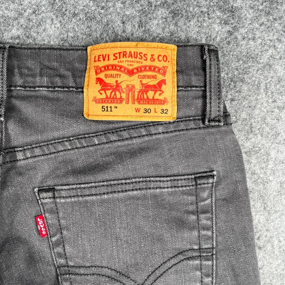 Levis Jeans Men's 30x32 511 Slim Straight Leg Stretch Gray‎ Denim Pants